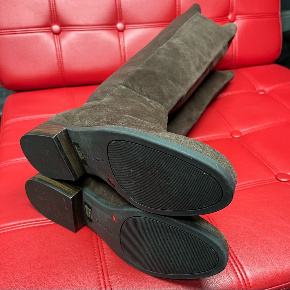 LUCKY BRAND Calypso Brown Suede OTK Boots Sz8.5 NWOB Stretch Panel StepShaft Top - Picture 13 of 14